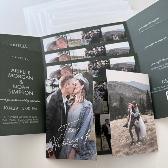wedding invitation with photo area and text